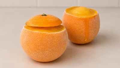Helado de naranja en su cáscara